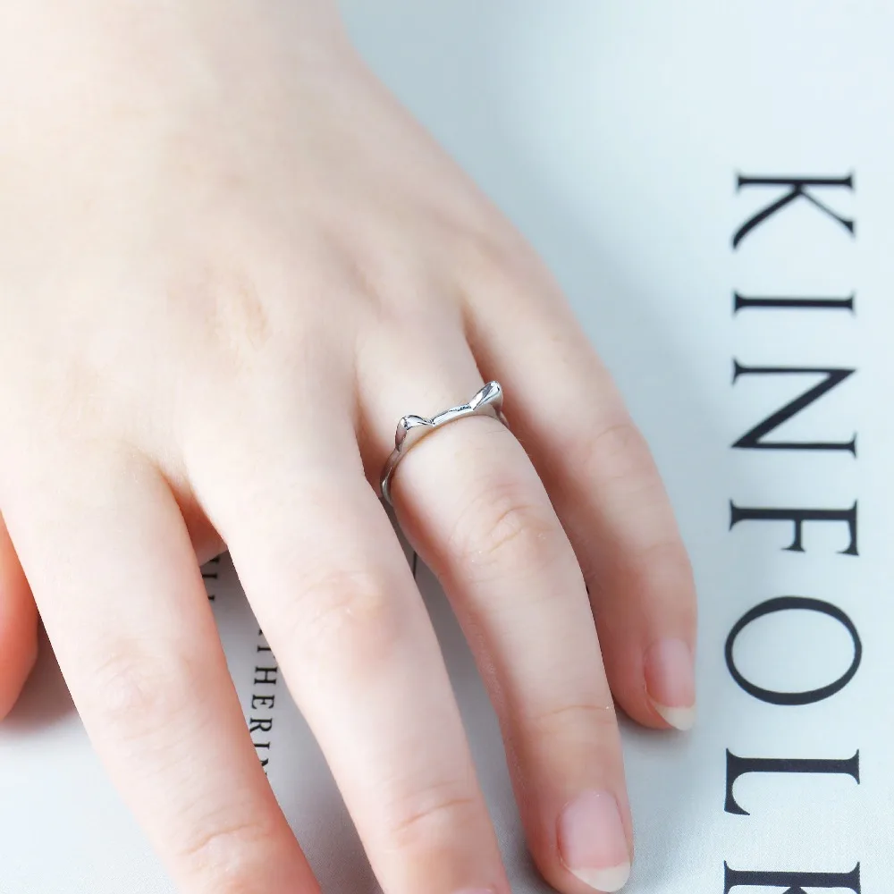 Милые однотонные кошачьи ушки милые животные позолоченные черные кольца для пар