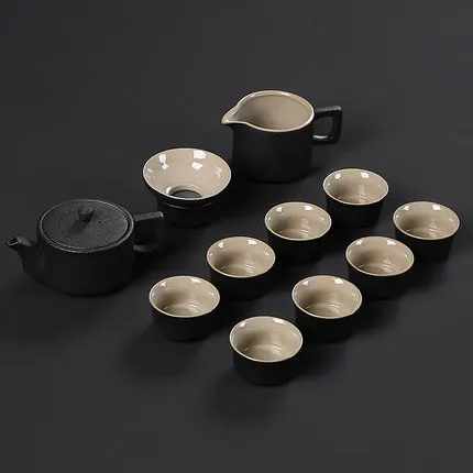 Бытовой керамический чайный поднос для печи, чайная чашка Gaiwan, чайная чашка, аксессуары для чайной церемонии, простой современный китайский чайный набор кунг-фу - Цвет: 06 Style Tea Set