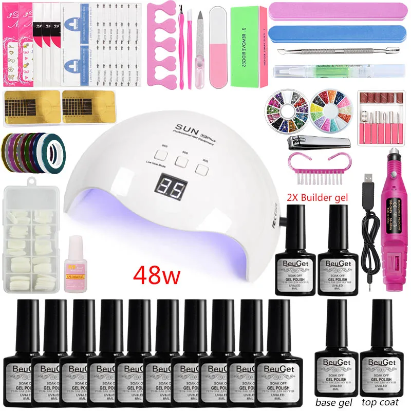 Маникюрный набор для дизайна ногтей сушилка лампа лечение лак гель инструмент