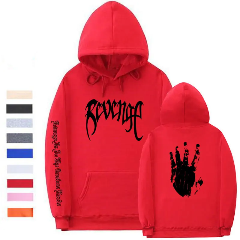 Red XMS143 Xxxtentacion Толстовка Revenge мужские/женские свитшоты Рэпер Хип Хоп пуловер с капюшоном свитера мужские/женские уличные - Цвет: Red XMS143