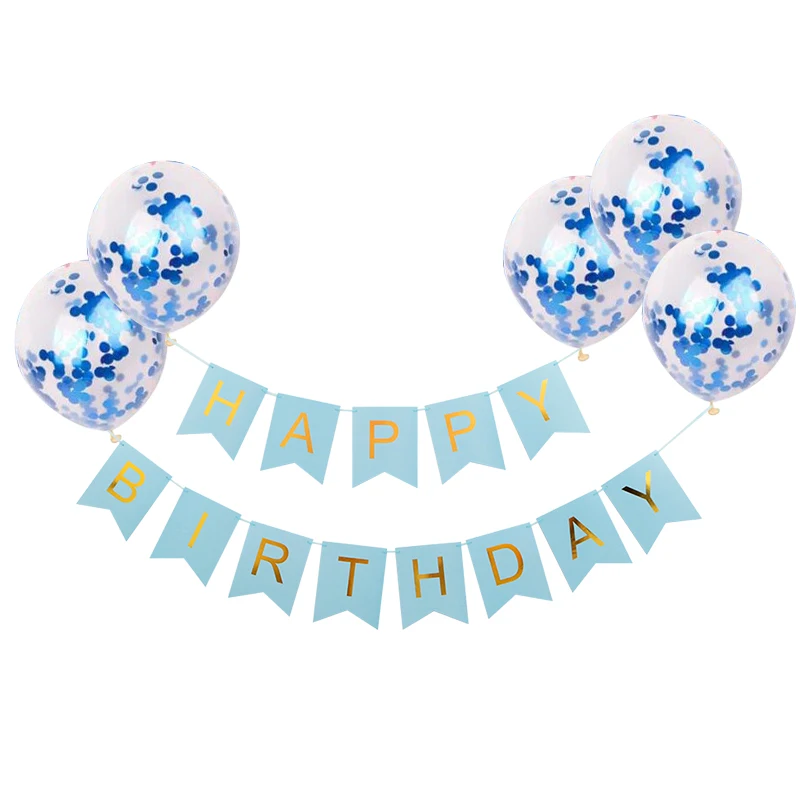 1 комплект/6 шт. с днем рождения баннер надписью шары золотыми конфетти детское