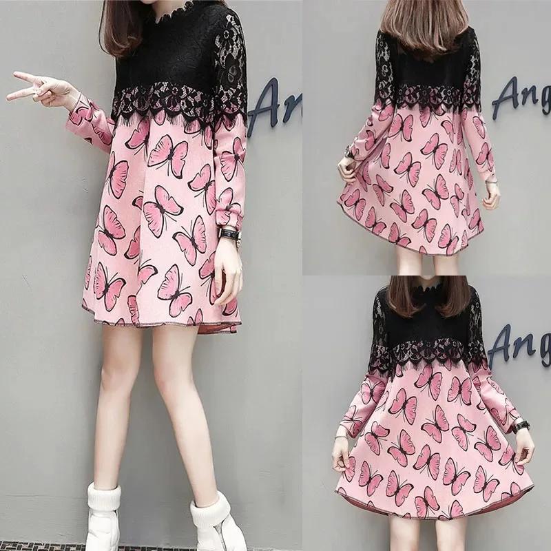 Весеннее платье для грудного вскармливания Одежда беременных с принтом