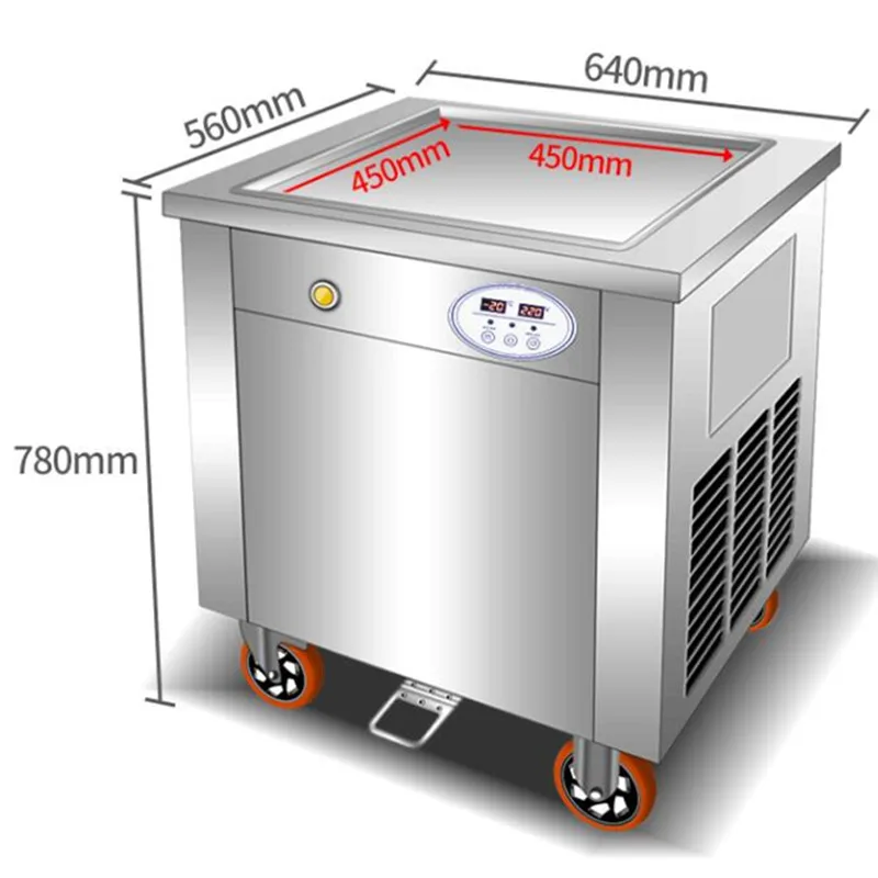 

NEWEST single square pan fried ice cream roll machine, 45cm*45cm fried ice pan machine, stainless steel ice pan machine