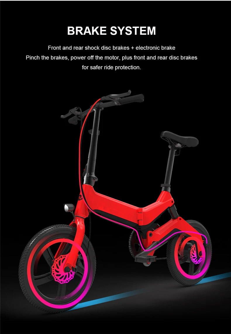 16 дюймов складной электрический велосипед легкий сплав ebike 36V250W рама подвеска Скрытая литиевая батарея мини умный велосипед