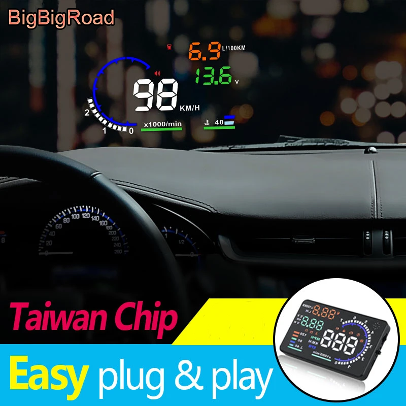 

BigBigRoad Car Windscreen Projector OBD2 HUD Head Up Display For Nissan Teana Versa Note Frontier GT-R March Juke NV2500 NV350