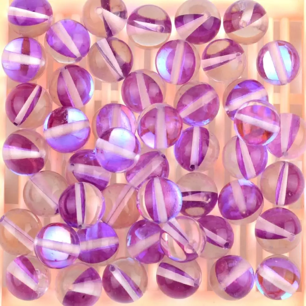 Smoth Purple Гладкий матовый ассорти из австрийского кристалла, Круглый бисер для изготовления ювелирных изделий 6 8 10 12 мм блестящие бусины из лунного камня Diy браслет - Цвет: Smoth Purple