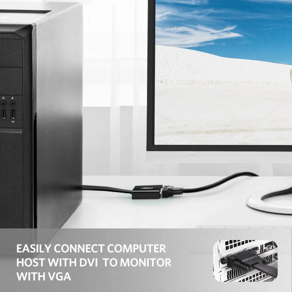 Ugreen активный DVI к VGA адаптер 1080P DVI D 24+ 1 к VGA адаптер «Папа-мама» конвертер кабель для ноутбука ПК Хост видеокарта