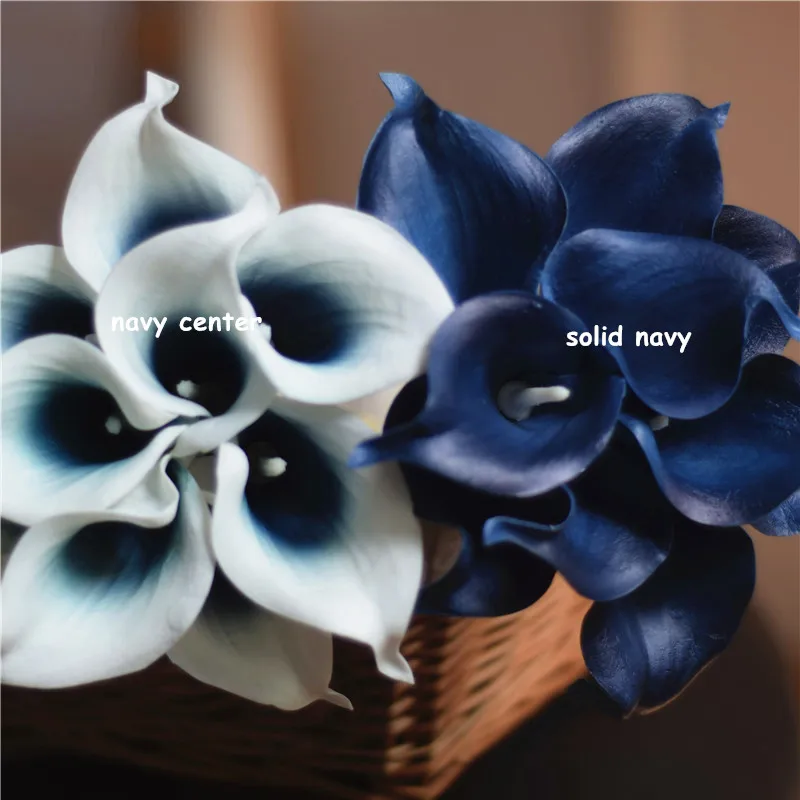 Navy Calla Lilies Real Touch Flowers artificial flowers Silk Wedding Bouquets Centerpieces Decorations | Дом и сад