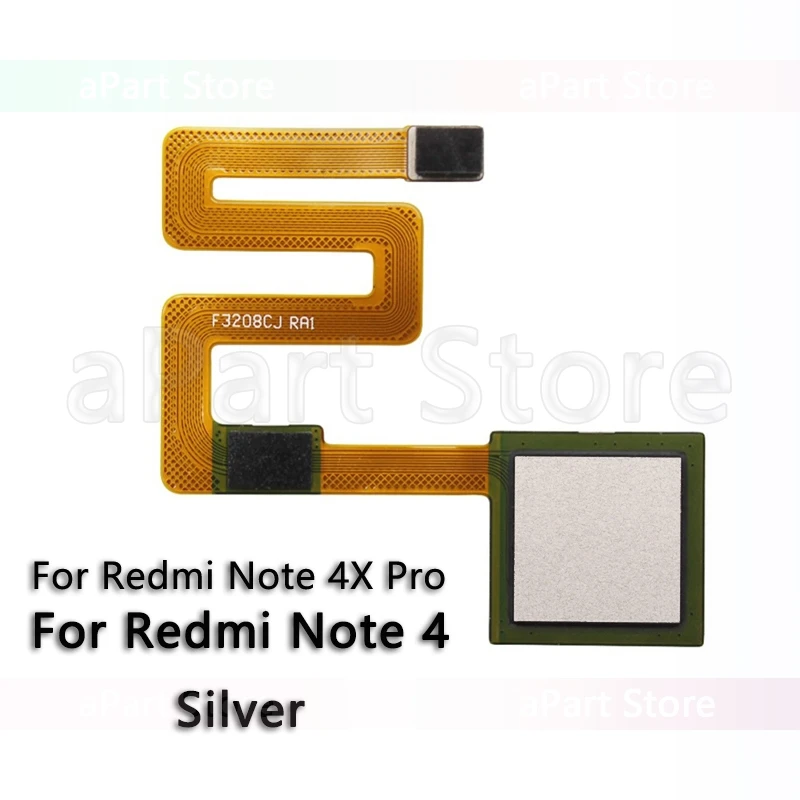 Note4 Silver Для Xiaomi Redmi Note 4 4x Global Pro оригинальная задняя кнопка домой датчик отпечатков пальцев гибкий кабель для телефона запчасти - Цвет: Note4 Silver