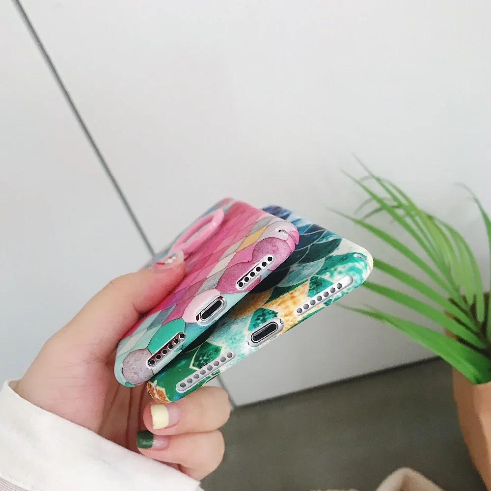 Чехол для телефона с покрытием "Рыбья чешуя" для Coque Iphone 7 Plus 6 6s 8, стильный корпус, чехол для телефона iPhone Xs, роскошный чехол max Xr с держателем для пальца.