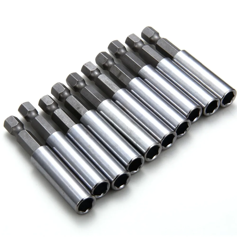 10pcs 1/4" Hex Shank Magnetic Extension Extend Socket 60mm Screwdriver Drill Bit Extender Bar Rod