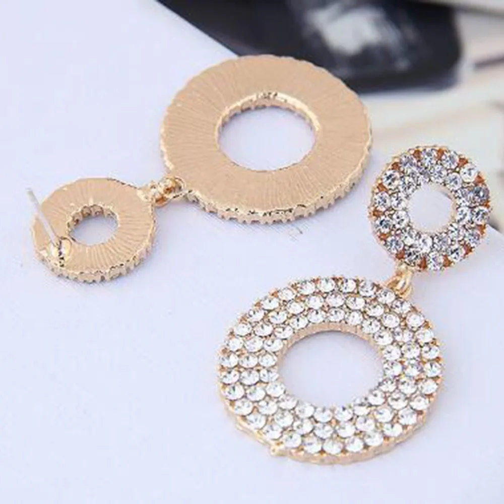 Простые поп металлические серьги Модные полые круглые золотые и серебряные