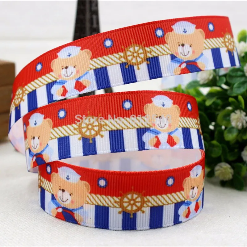 YJHSMY 22 мм Радужный медведь напечатанный grosgrain лента, аксессуары для одежды, Свадебная лента для подарочной упаковки, MD52013