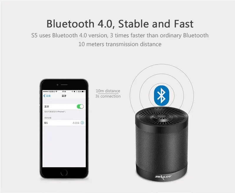 ZEALOT S5 Portable Bluetooth Speaker Column Wireless Subwoofer Super Bass Stereo USB TF Card Play With Microphone | Электроника
