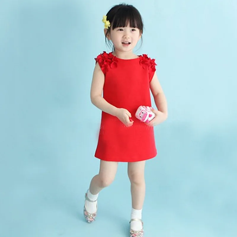 kids dress new foreign trade flower children clothes 100% cotton sleeveless solid vest girl 2 3 4 5 6 7 years old | Детская одежда и