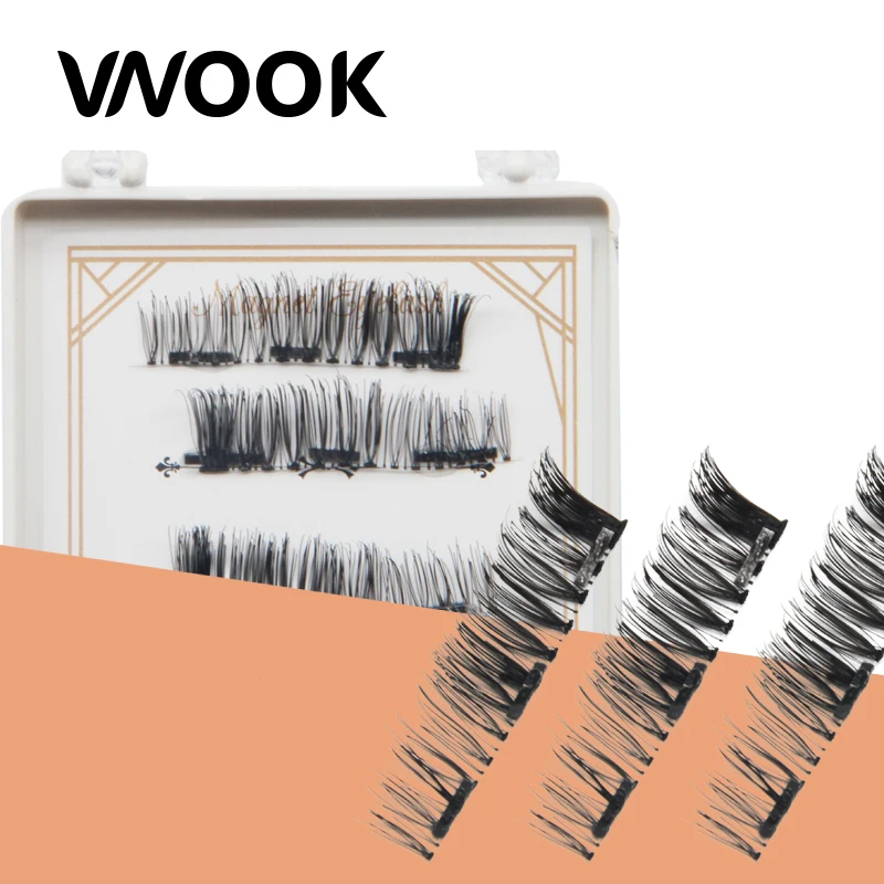 Vnook бренд макияж Professional Двойные магнитные ресницы натуральный без клея