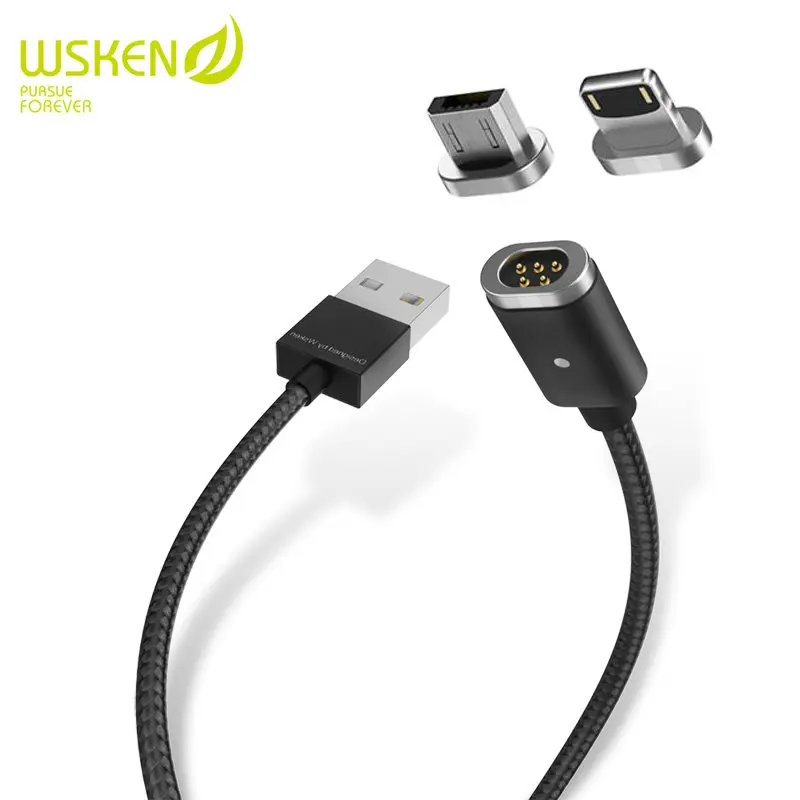 WSKEN mini 2 Магнитный кабель для передачи данных Micro usb type C Быстрая зарядка зарядное