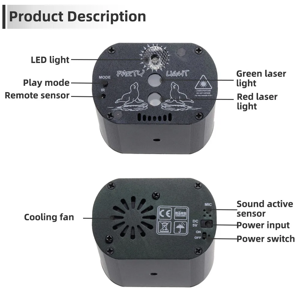 60 узоров RGB светодиодный диско-светильник 5 в USB лазерная проекционная лампа