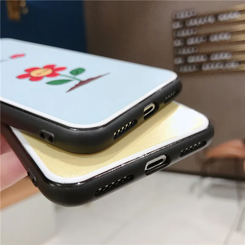 super cute cartoon scrawl flower IMD soft shell yellow baby blue phone Case For Apple iphone 6 6s 7 8 Plus X XS XR MAX case |