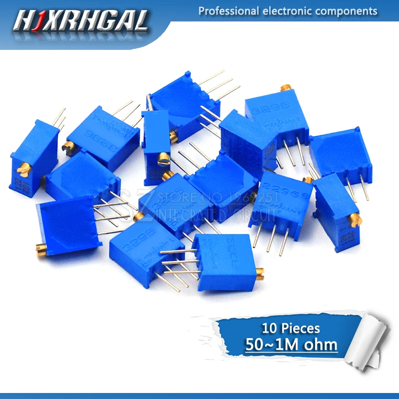 

10pcs 3296W 3296 50 100 200 500 ohm 1K 2K 5K 10K 20K 50K 100K 200K 500K 1M ohm 103 100R 200R 500R Trimpot Trimmer Potentiometer