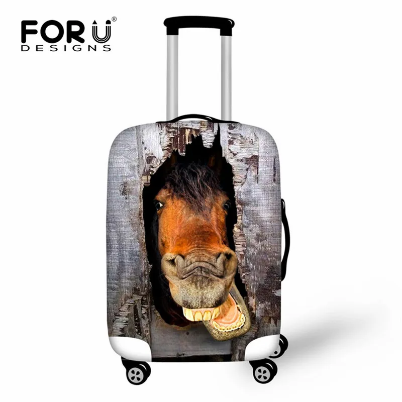 FORUDESIGNS/Аксессуары для путешествий с 3D рисунком лошади Carzy, эластичный Чехол для багажа, чехол для костюма тележки, защитный чехол-Пыльник - Цвет: C0355
