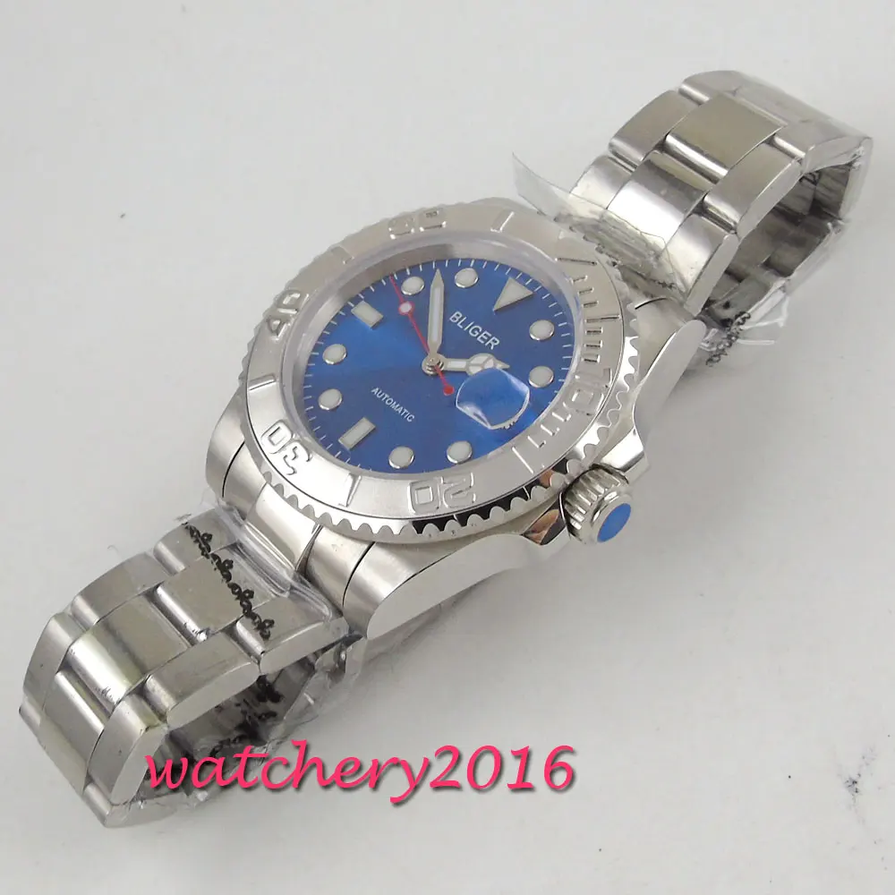 Новое поступление мужские часы с синим циферблатом 40 мм сапфировым стеклом