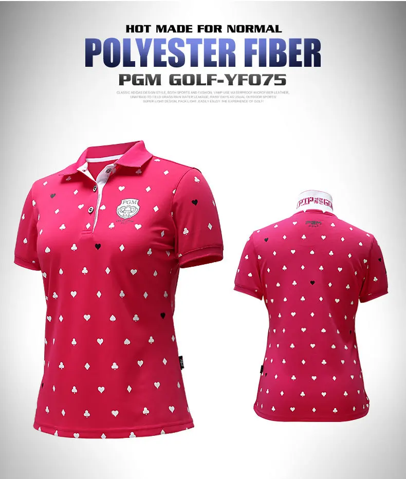 

PGM Summer short-sleeve Golf shirts Women Elasticity Breathable Quick golf Sportswear Tops Women's Golf Sport printing T-shirts
