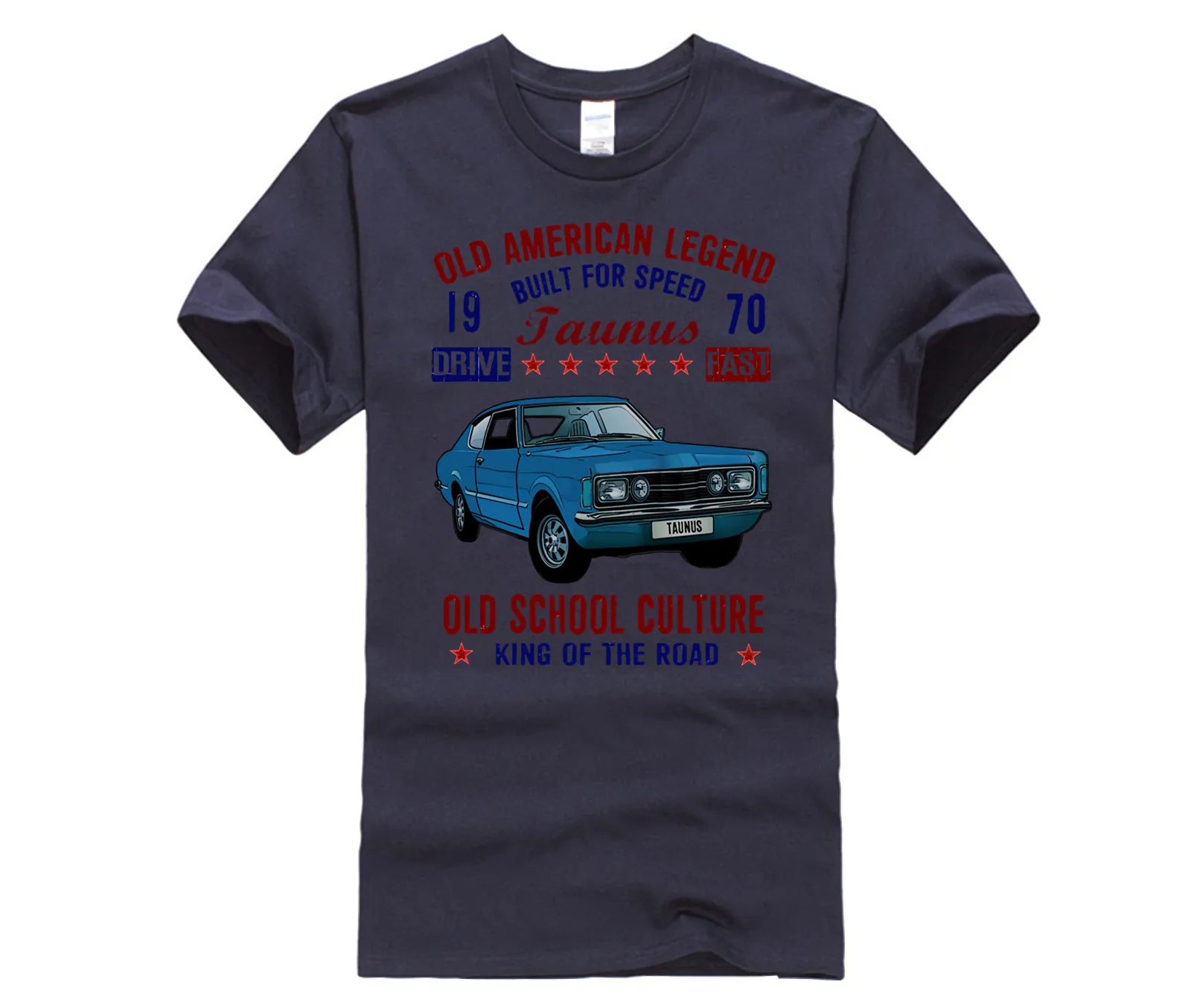 Men's white short sleeve t-shirt VINTAGE AMERICAN CAR TAUNUS 1970 NEW COTTON Fashion T Shirt 100% Cotton | Мужская одежда