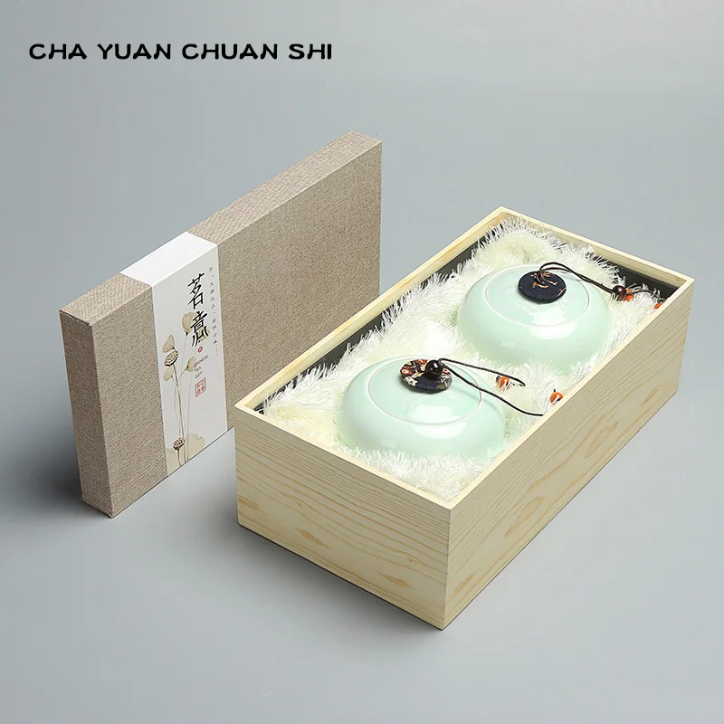 Керамические чайные банки Chayuanchuanshi Jingdezhen из селадона лотоса герметичная