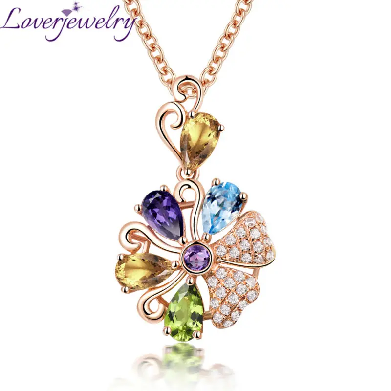 LOVERJEWELRY подвеска с кристаллами винтажная твердая 18 К розовое золото натуральная