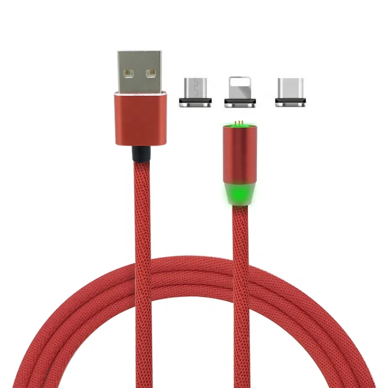 3 в 1 360 градусов 2.4A быстрая Магнитная Зарядка USB прочный нейлоновый тканевый