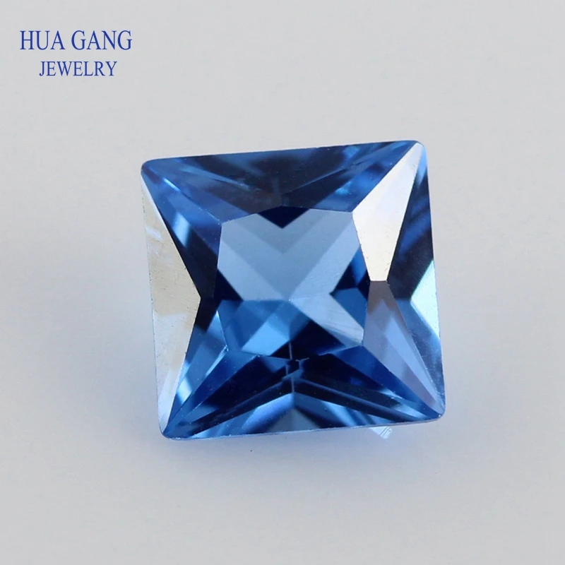 

119# Blue Square Shape Princess Cut Synthetic Spinel Stone For Jewelry Size 2x2mm~10x10mm