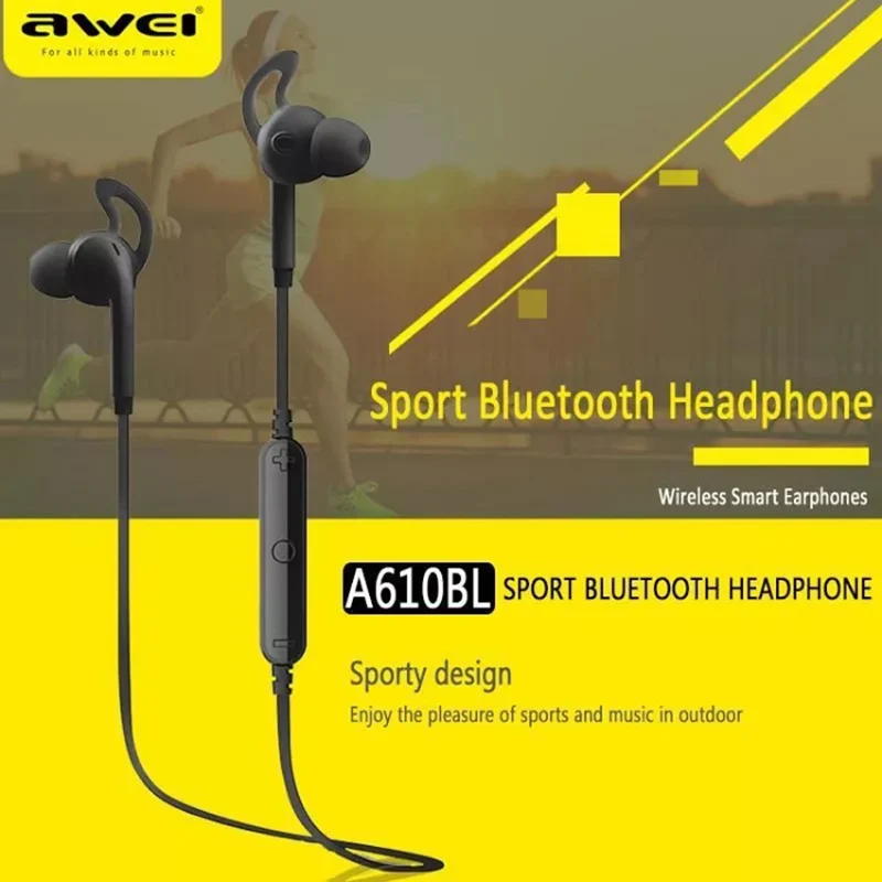 Спортивные Bluetooth Наушники AWEI A610BL Двойные стерео наушники с микрофоном