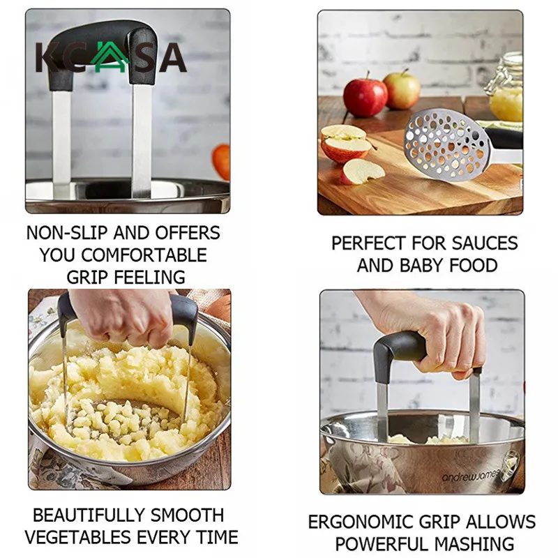 KCASA KC-PS031 Stainless Steel Potato Pumpkin Mud Pressure Machine Vegetable Press Masher Crusher Squeezer for kitchen tools | Дом и сад