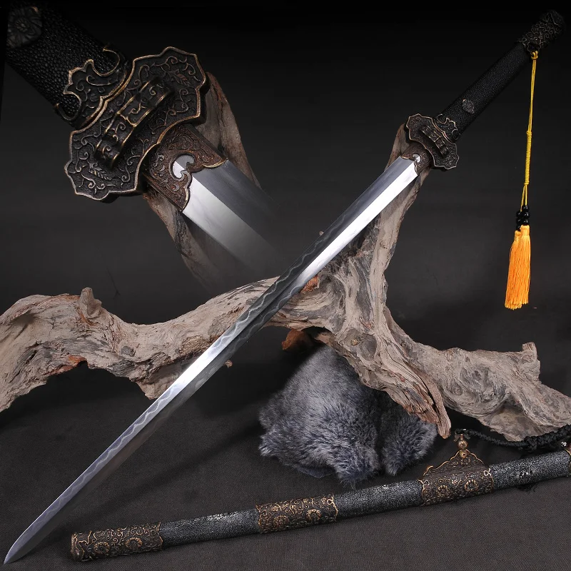 Китайский меч династии Тан прямое лезвие ручной работы Дамасская сложенная