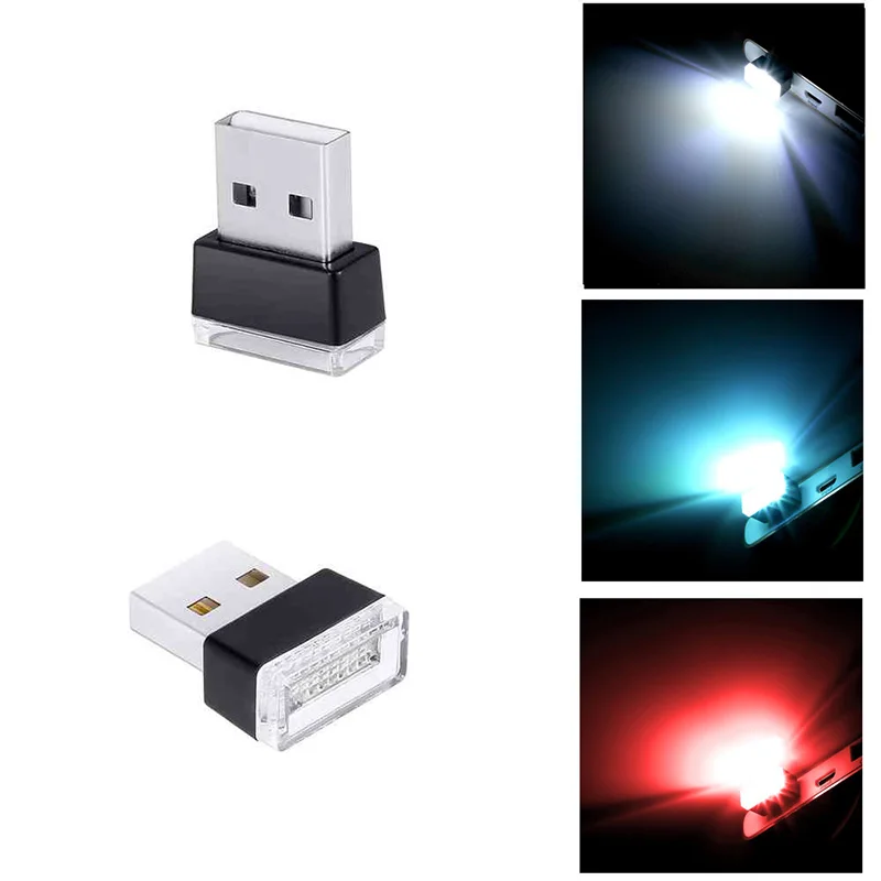 Автомобильный USB светодиодный светильник, декоративная лампа, аварийное освещение, универсальный портативный ПК, подключи и играй, красный/синий/белый