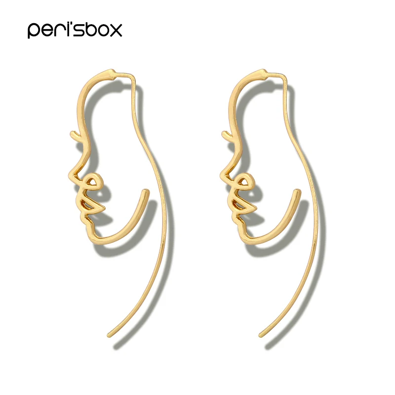 Peri'sBox Винтажные серьги золотого цвета с профилем символов для женщин
