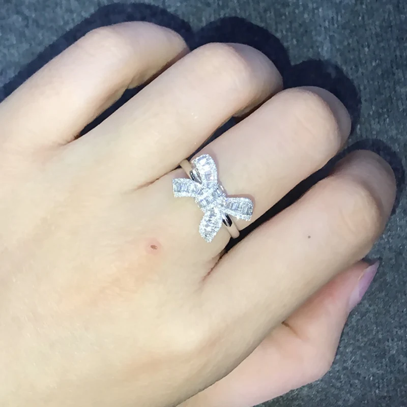 Высококачественное серебряное кольцо с бантом женское простое коктейльное