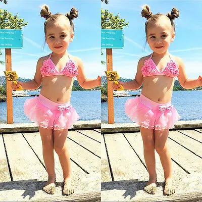 Детский купальник бикини с милым цветком и сеткой танкини 2017 костюм купальники