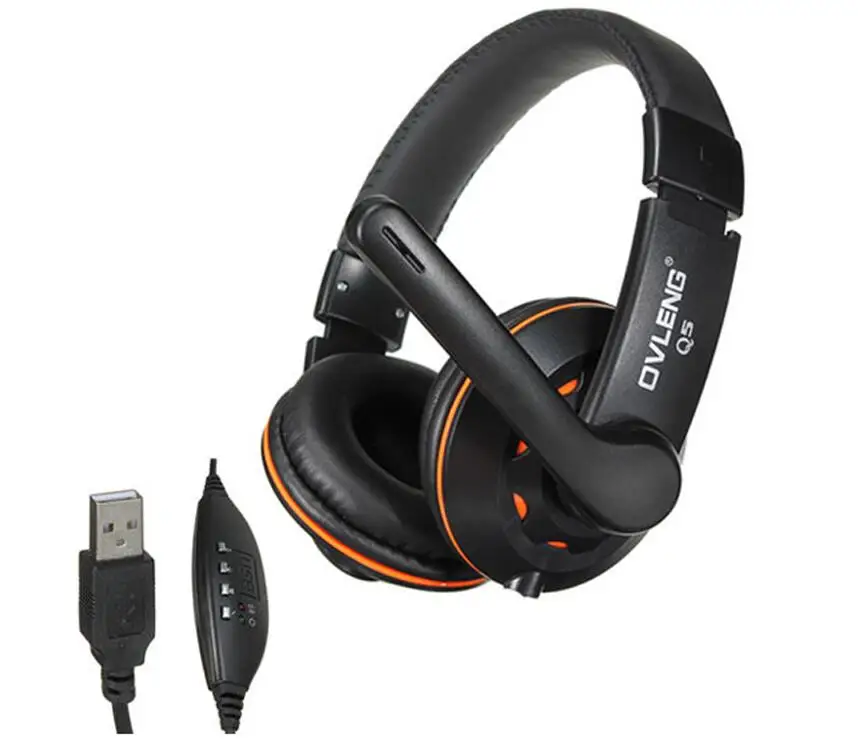 OVLENG Q5 Игровые наушники большие USB разъем с микрофоном стерео для ПК и