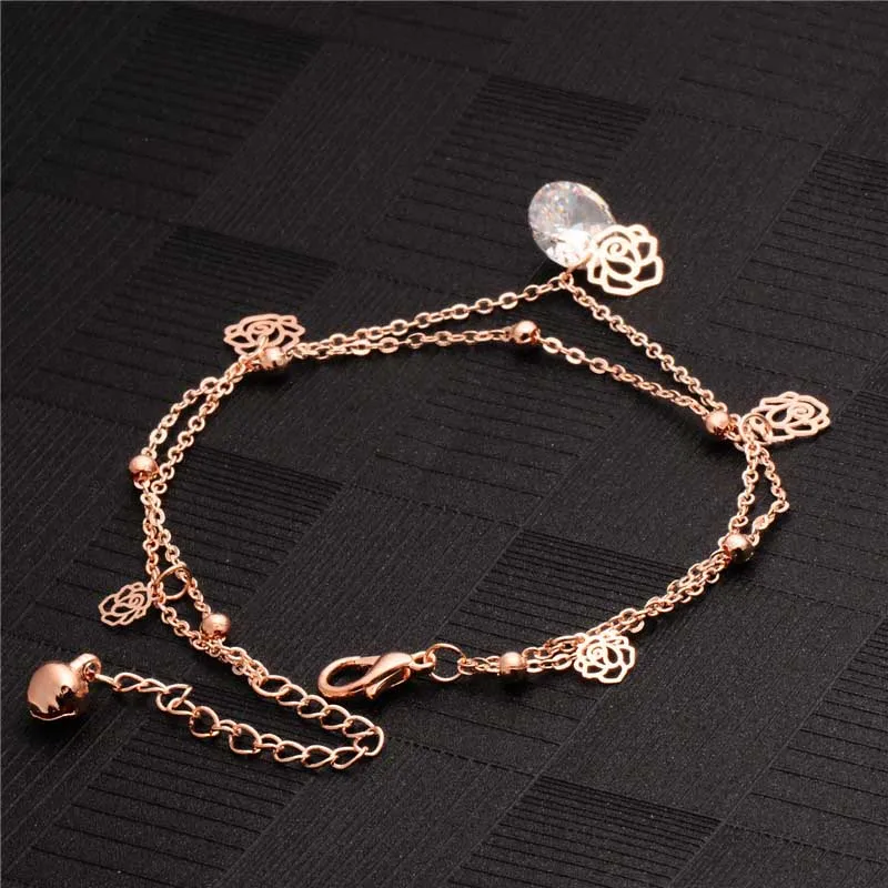 Женский многослойный браслет H: HYDE на щиколотку с бусинами и кристаллами|ankle bracelet