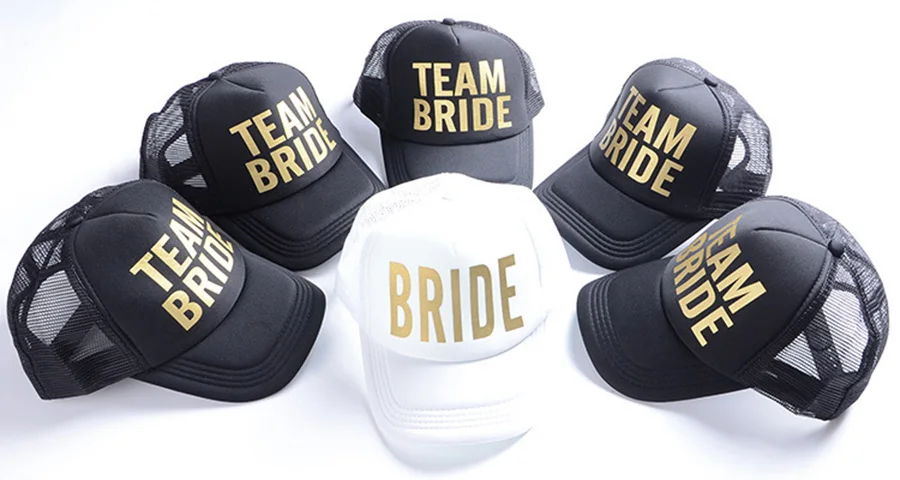 Свадебные Бейсбол Кепки с золотым принтом сетчатая шляпа Для женщин вечерние бренд бакалавра клубной команды надпись «BRIDE Tribe» Snapback Кепки s пляжная Casquette