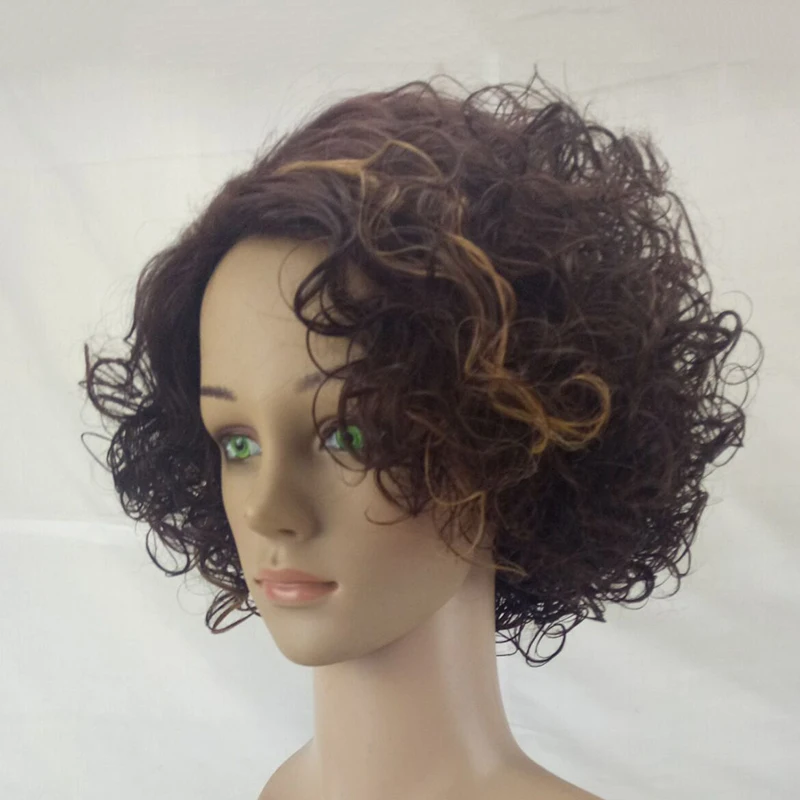 HAIRJOY Женский коричневый короткий кудрявый парик синтетические волосы парики 2 цвета доступны