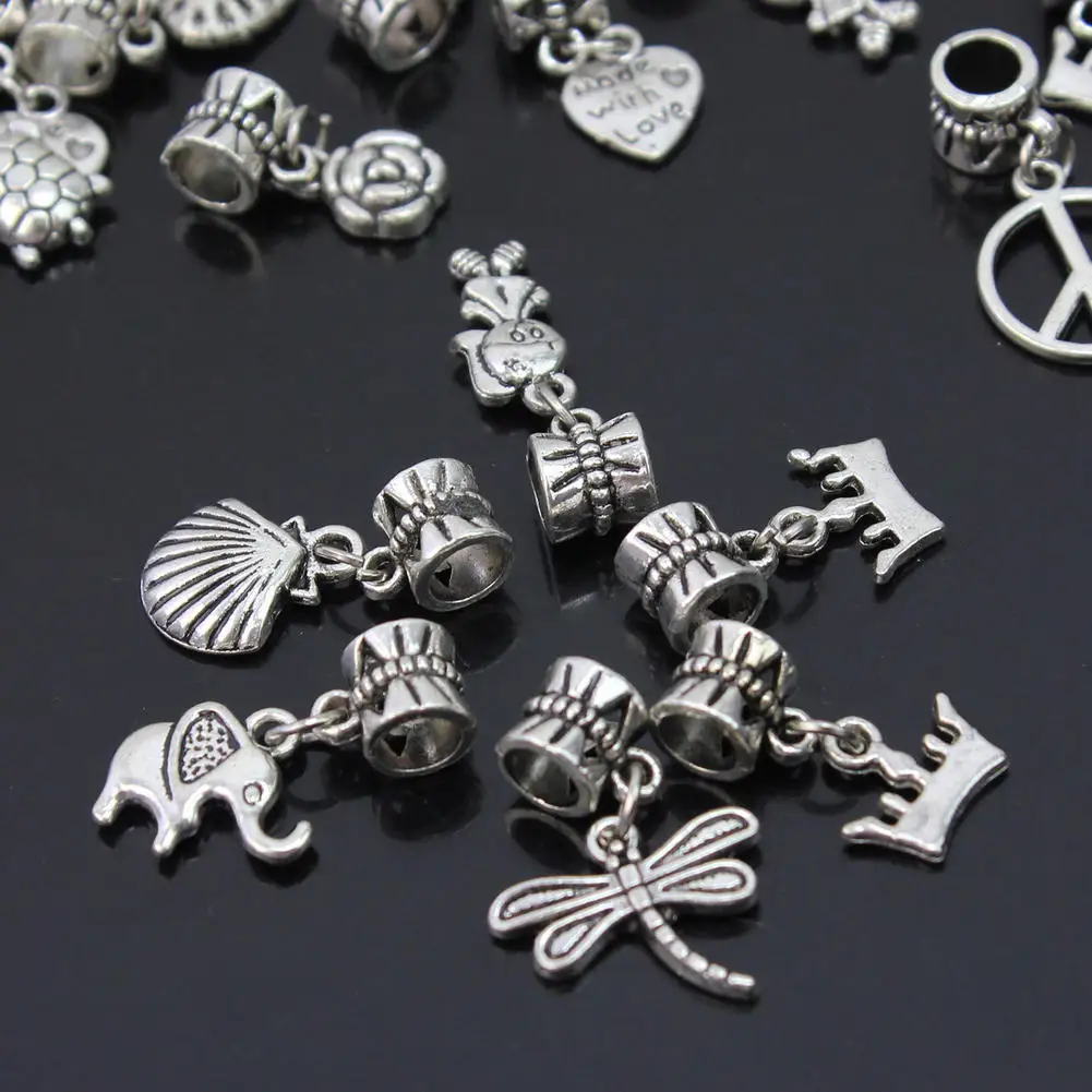 Refaxi Fashion Stylish 40pcs Tibetan Silver Dangle Charm Beads Fit Bracelet DIY Mixed Pattern | Украшения и аксессуары