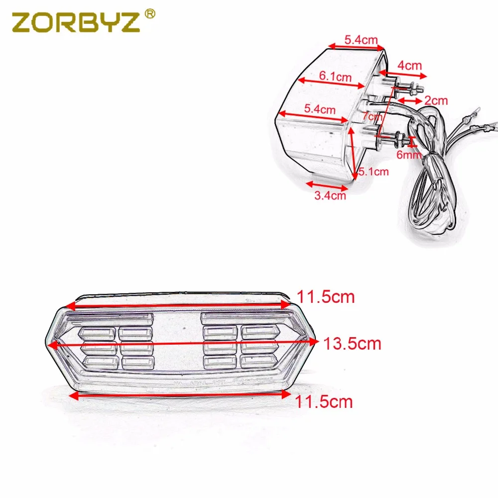 ZORBYZ мотоцикл черный светодиодный задний тормоз поворотные сигналы светильник