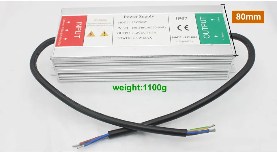 110 V 220 V 240 В до 12 В DC трансформатор 100 Вт 200 Вт 300 Вт светодио дный драйвер Водонепроницаемый Открытый IP67