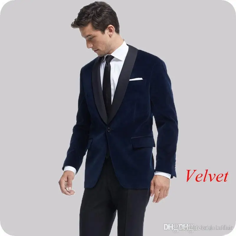 same as picture Модные Королевский синий бархат смокинг для жениха, Красивый Slim Fit Для мужчин свадебные Женихи Для мужчин Бизнес вечерние костюмы для выпускного(куртка+ брюки+ галстук - Цвет: same as picture