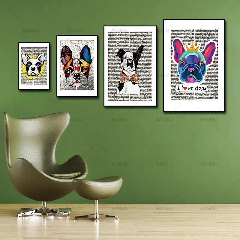 

Nordic poster Wall Picture Canvas Painting Animal Gentleman Newspaper Vintage Dictionary Art Print Poster Kids Room Decor