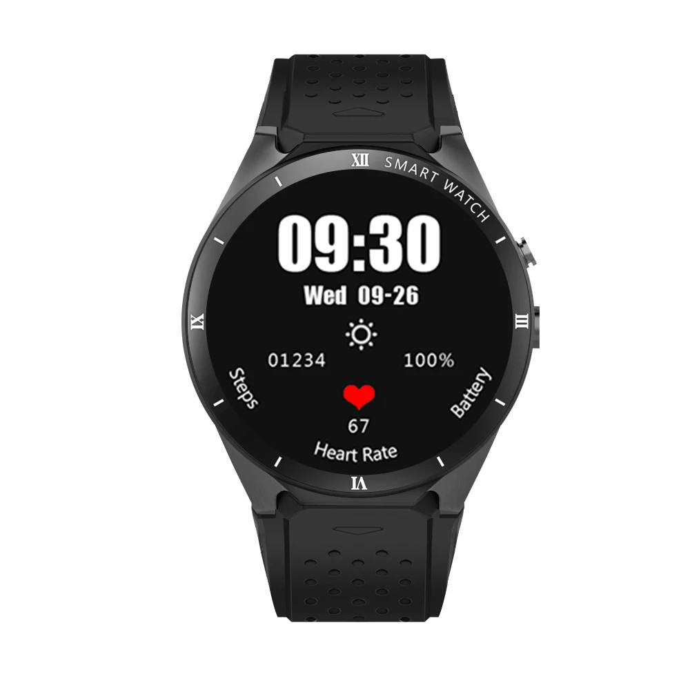 Смарт-часы для мужчин KW88 Pro 3g Smartwatch телефон Android 7,0 1 ГБ 16 ГБ Bluetooth 4,0 умные часы телефон gps для 10 штук в партии - Цвет: Black