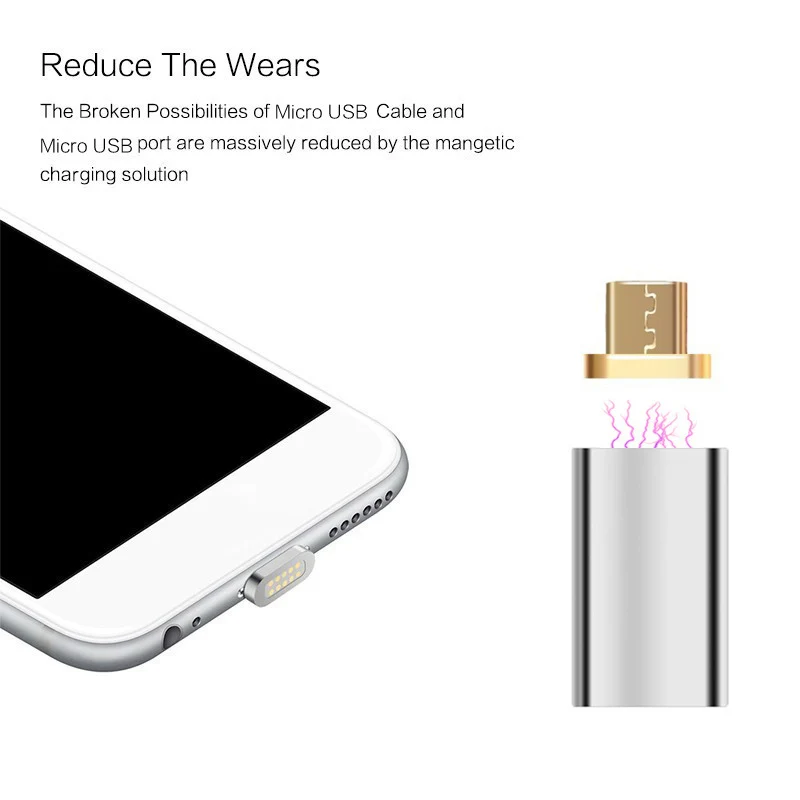 2-й Модернизированный Магнитный адаптер Micro USB зарядный кабель адсорбционный